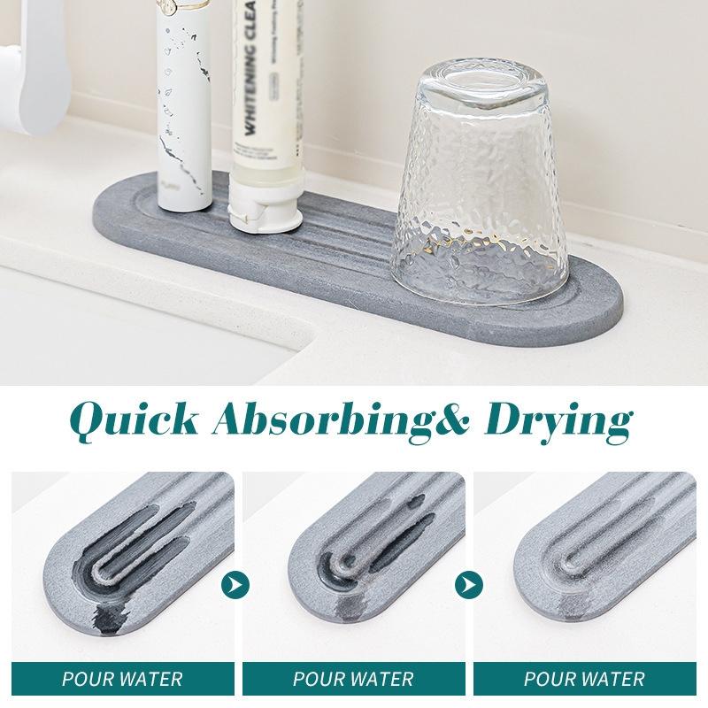 Premium Diatomite Drying Mat Set QuickDry Bathroom Kitchen Counter Mat 3