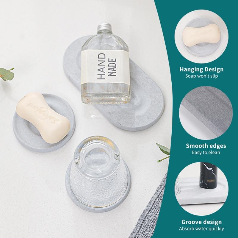 Premium Diatomite Drying Mat Set QuickDry Bathroom Kitchen Counter Mat 4
