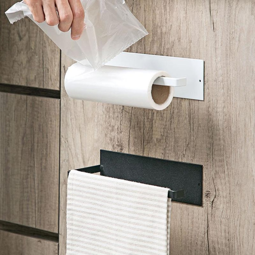 Punch Free Wall Mounted Bathroom Towel Rack Kitchen Roll Holder 3