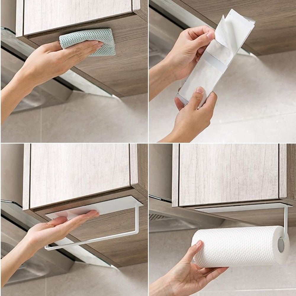 Punch Free Wall Mounted Bathroom Towel Rack Kitchen Roll Holder 1