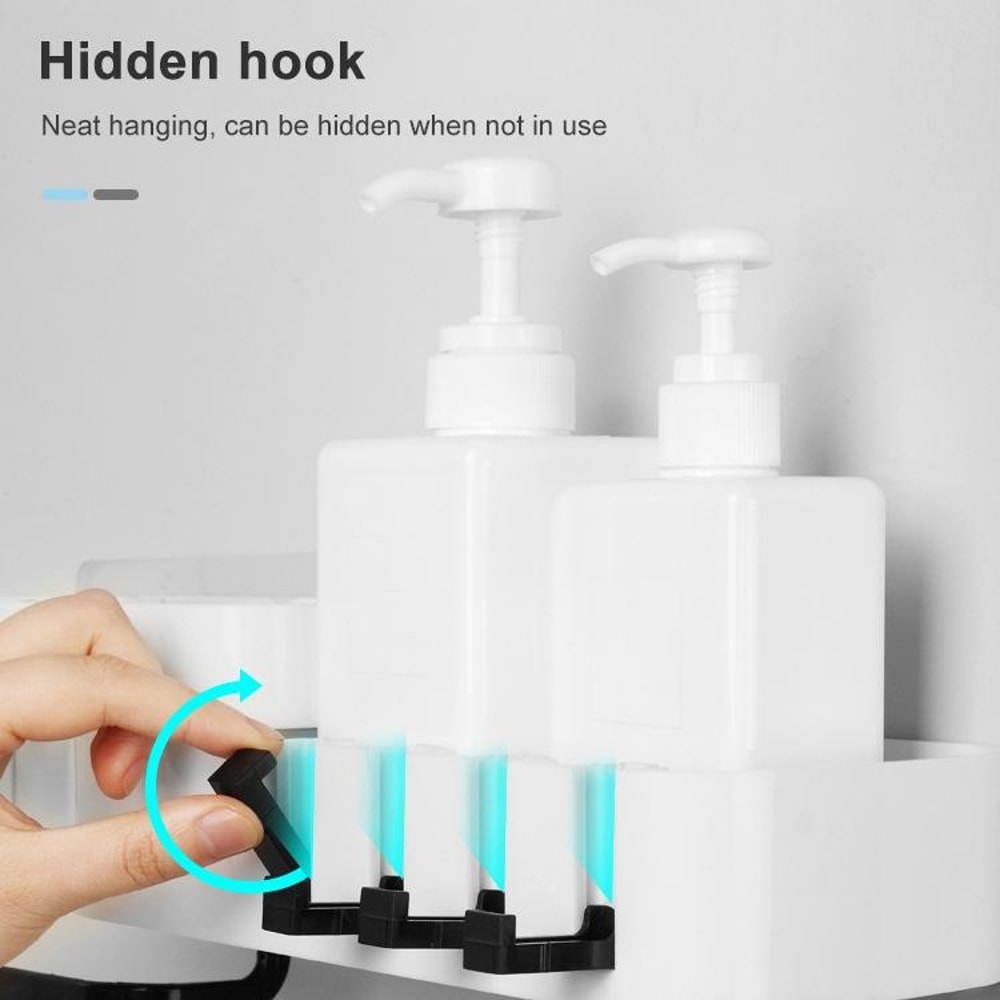 Premium Rotating Shower Shelf & Bathroom Storage Rack Seamless Tripod Wall Mounted Corner Caddy
