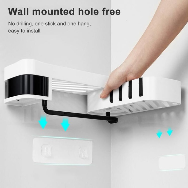 Premium Rotating Shower Shelf & Bathroom Storage Rack Seamless Tripod Wall Mounted Corner Caddy