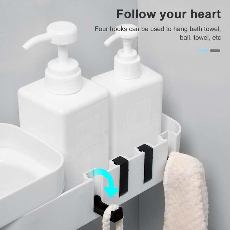 Premium Rotating Shower Shelf & Bathroom Storage Rack Seamless Tripod Wall Mounted Corner Caddy