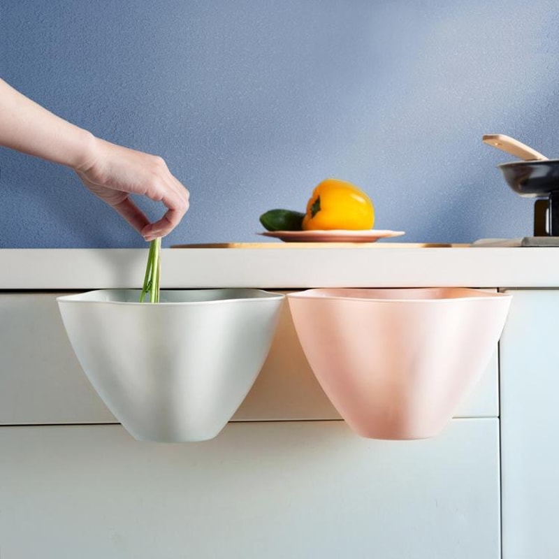 Space Saving Kitchen Cabinet Hanging Trash Bin Durable Convenient 3
