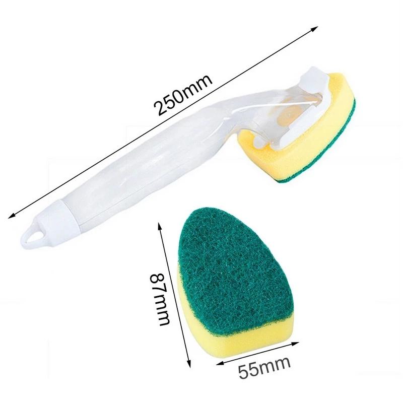 Automatic Liquid Dispensing Kitchen Cleaning Brush With Removable Sponge Heads 9
