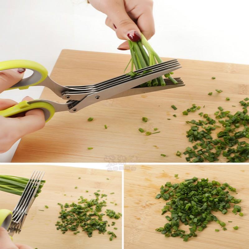 Multi Layer Herb Scissors Kitchen Chopper Basil Rosemary Scallion Cutter 3