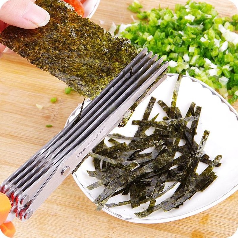 Multi Layer Herb Scissors Kitchen Chopper Basil Rosemary Scallion Cutter 4