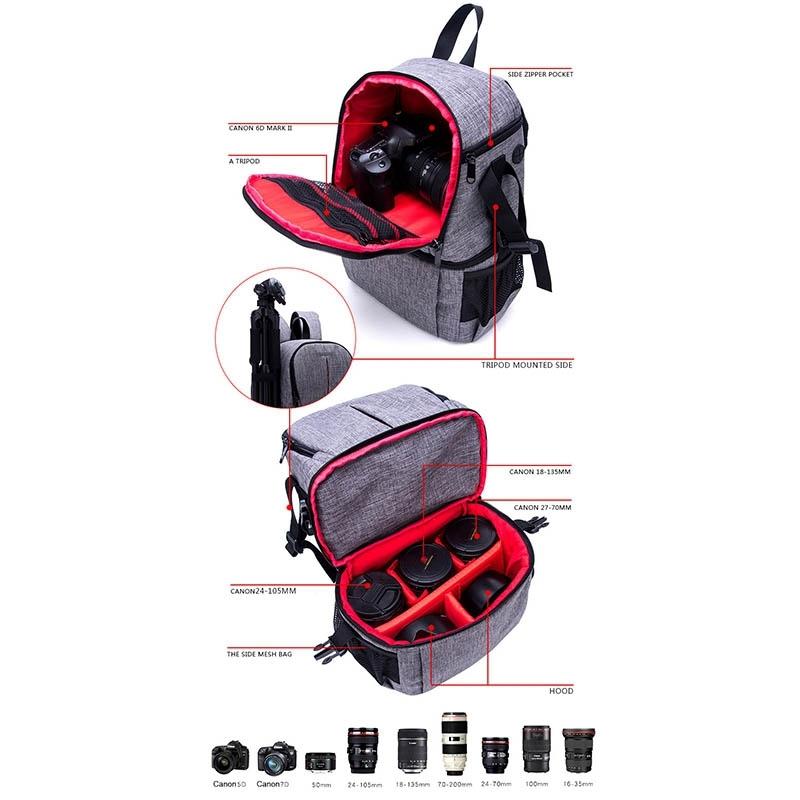 Multi Functional Waterproof Camera Backpack With Padded Shockproof Camera Bag Compartments 11