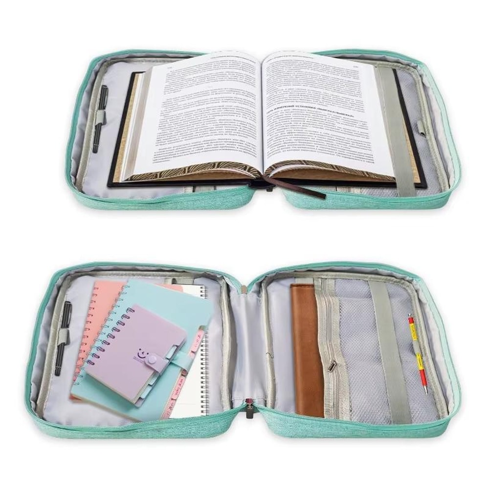 Portable Book Storage Organizer With Handle Stand Tablet Reading Bag 2