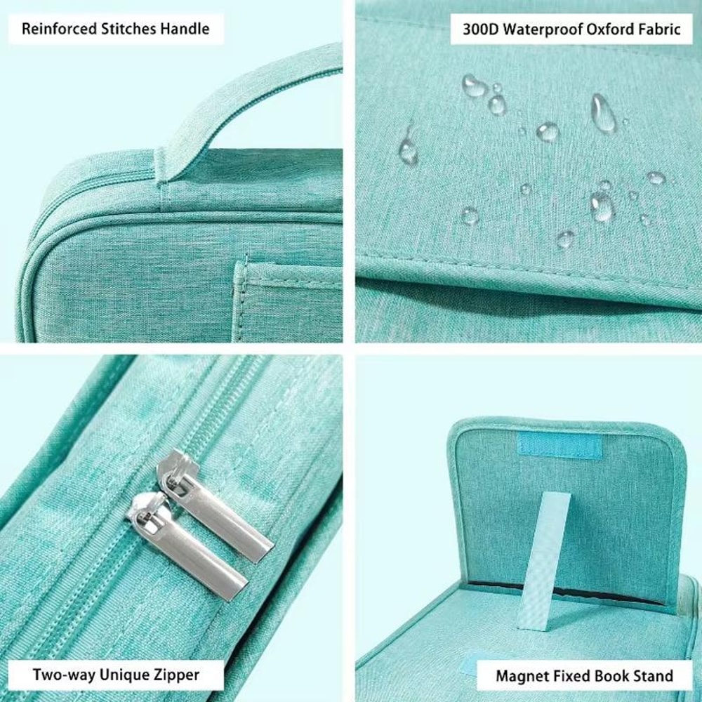 Portable Book Storage Organizer With Handle Stand Tablet Reading Bag 4