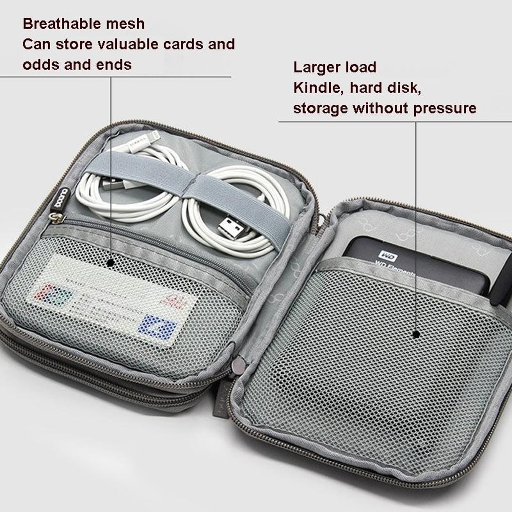 Double Layer Cable Organizer Digital Accessories Bag Portable Travel Case 4