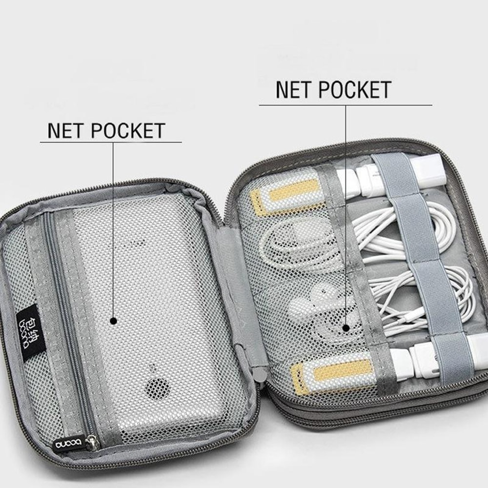 Double Layer Cable Organizer Digital Accessories Bag Portable Travel Case 5