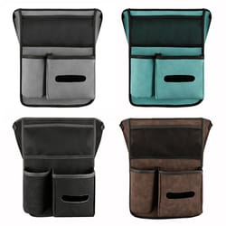 premium sheepskin leather car console organizer bag hanging storage solution