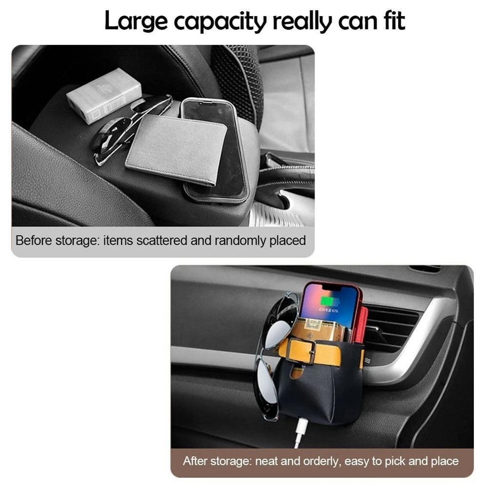Premium Car Air Vent Storage Bag PU Leather Organizer For Essentials 2