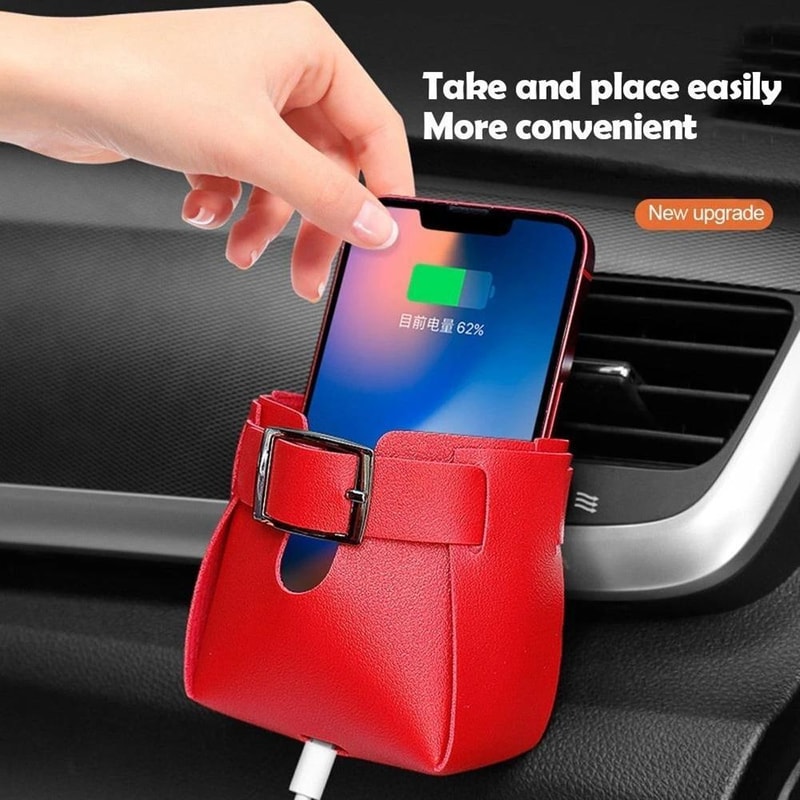 Premium Car Air Vent Storage Bag PU Leather Organizer For Essentials 3