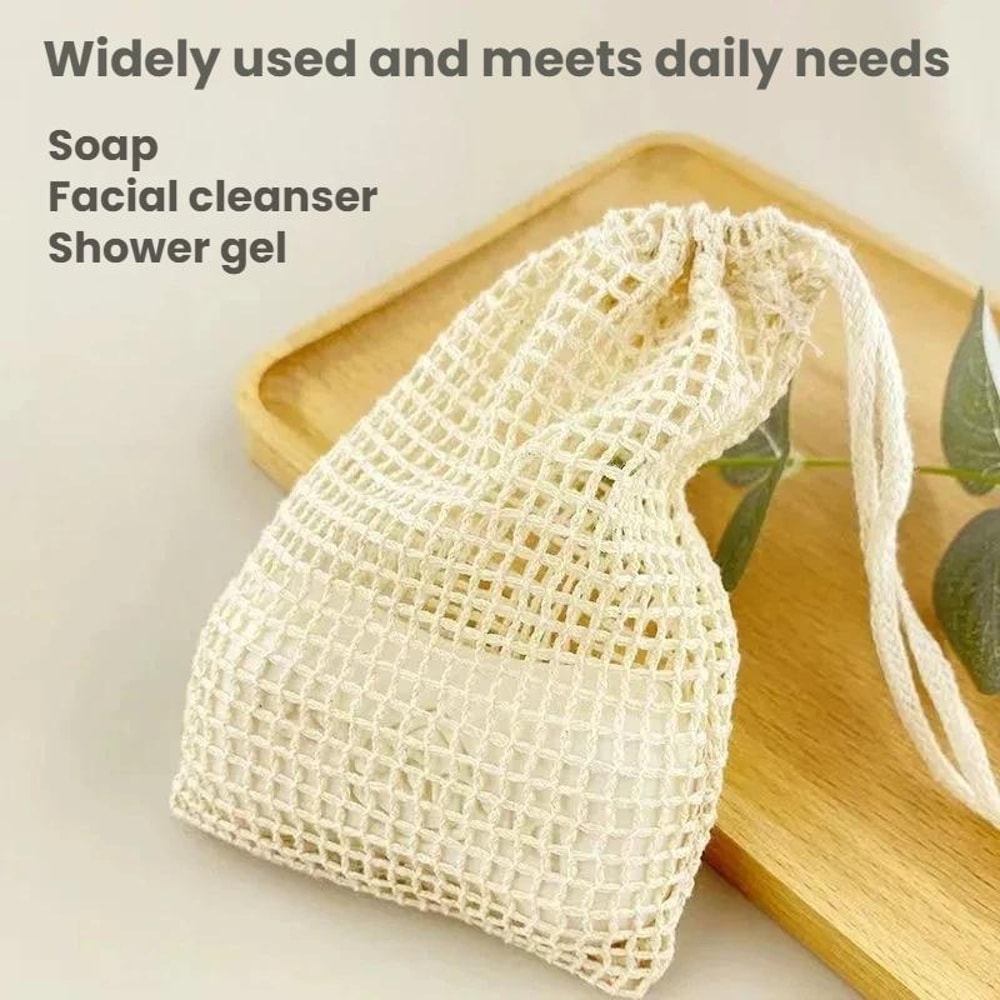 Premium Cotton Linen Soap Storage Bag Foaming Bath Net for Gentle Cleansing