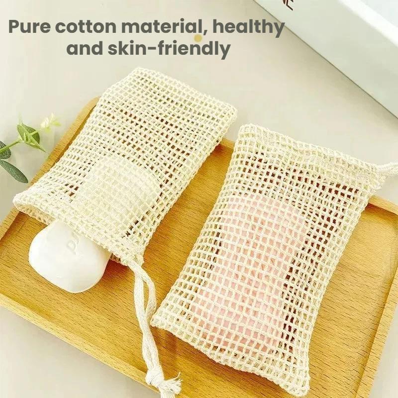 Premium Cotton Linen Soap Storage Bag Foaming Bath Net for Gentle Cleansing