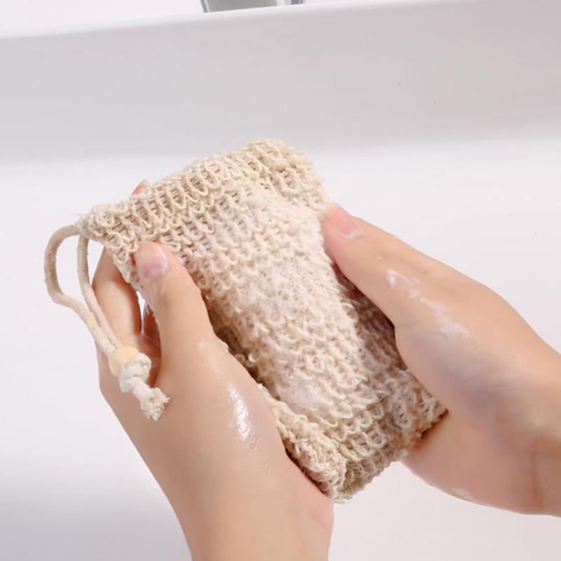 Premium Cotton Linen Soap Storage Bag Foaming Bath Net for Gentle Cleansing
