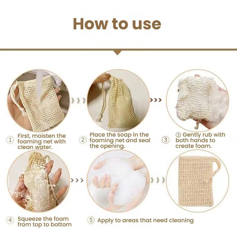 Premium Cotton Linen Soap Storage Bag Foaming Bath Net for Gentle Cleansing