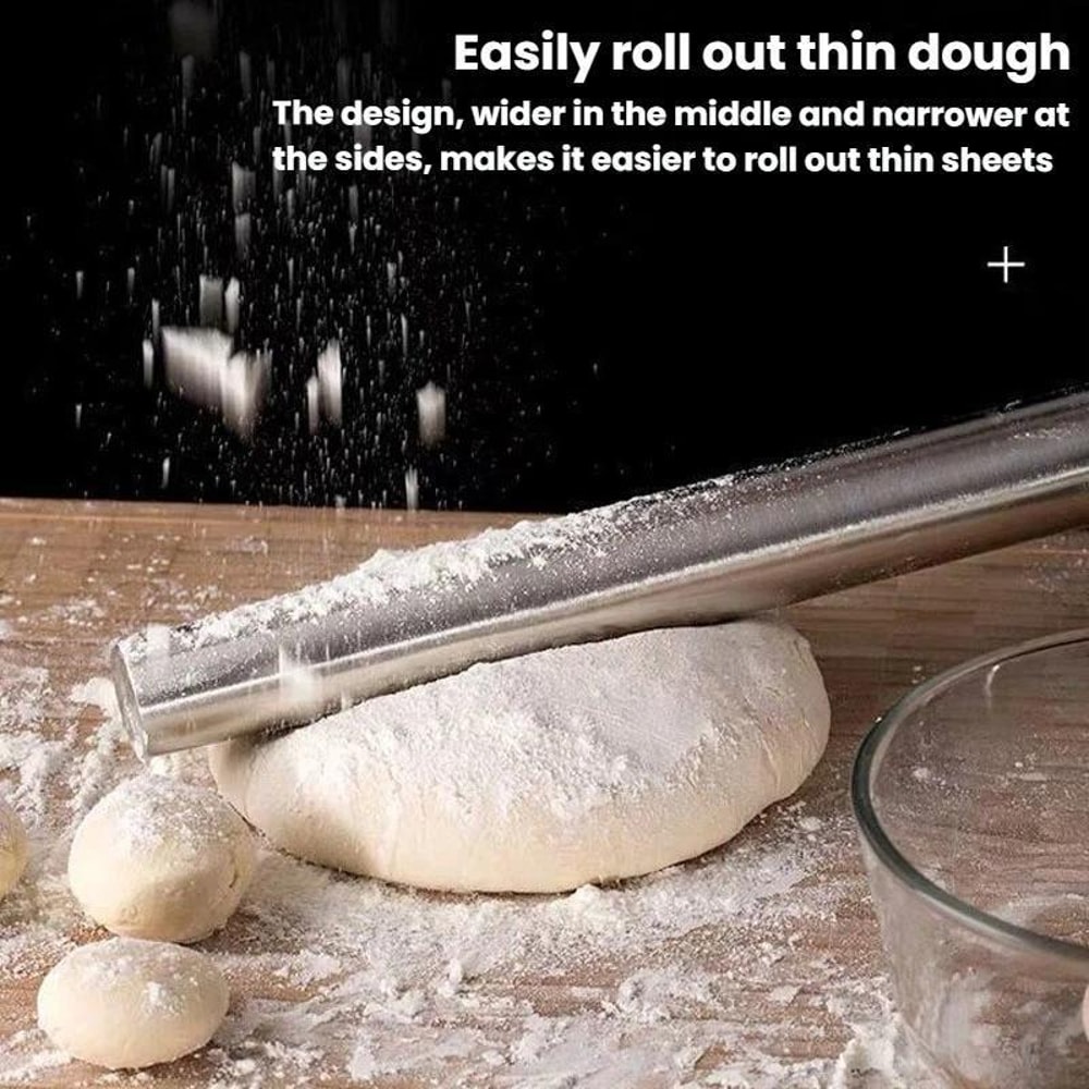 Premium Stainless Steel Rolling Pin for Baking & Dough Preparation