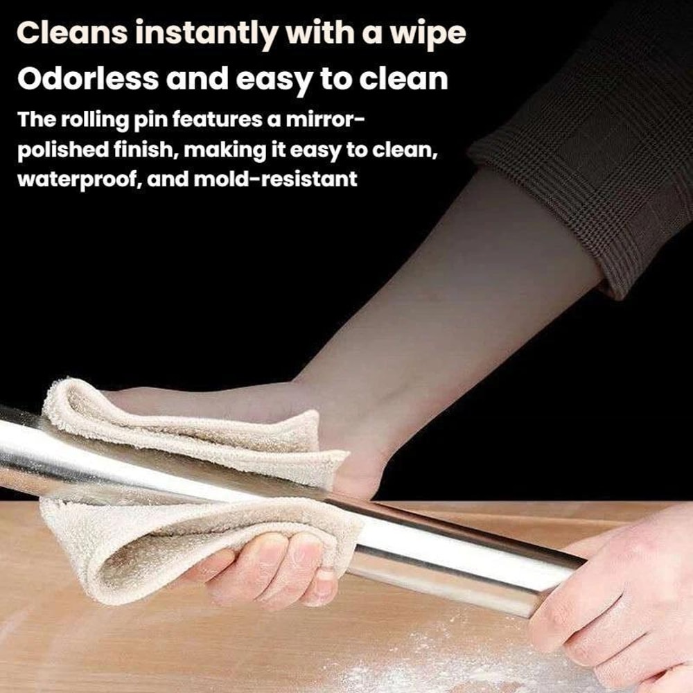 Premium Stainless Steel Rolling Pin for Baking & Dough Preparation