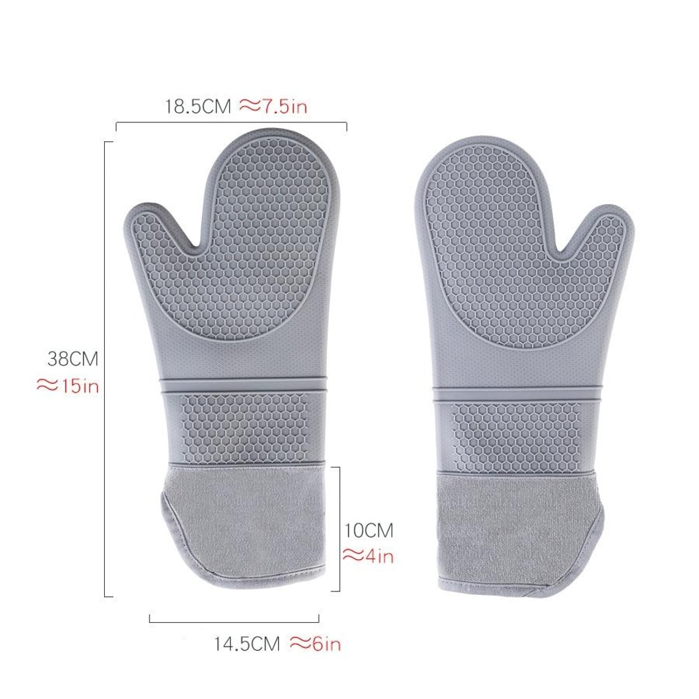 Premium Heat Resistant Silicone Oven Gloves Long Insulated Baking Gloves 7