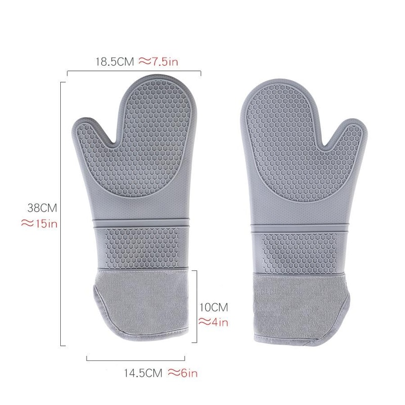 Premium Heat Resistant Silicone Oven Gloves Long Insulated Baking Gloves 7