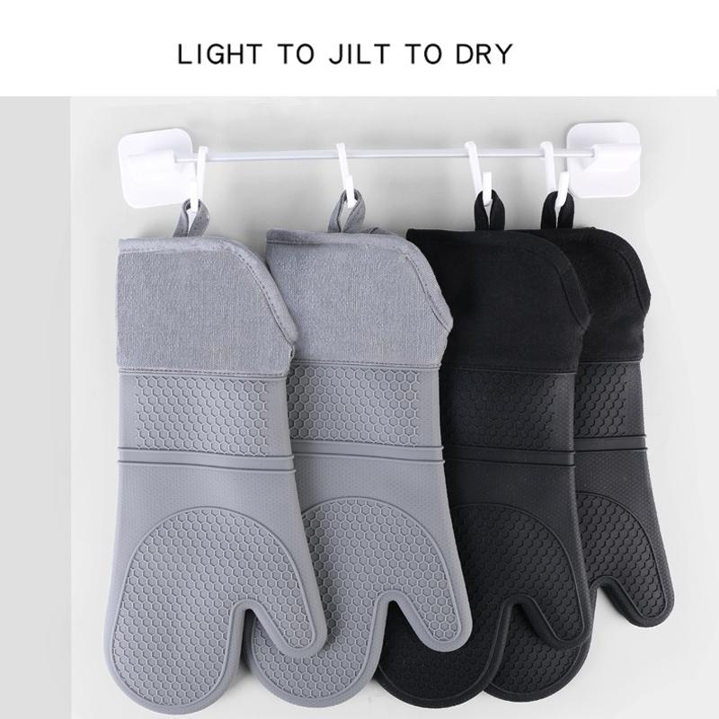 Premium Heat Resistant Silicone Oven Gloves Long Insulated Baking Gloves 3