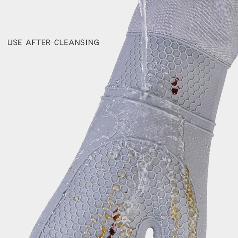 Premium Heat Resistant Silicone Oven Gloves Long Insulated Baking Gloves 4