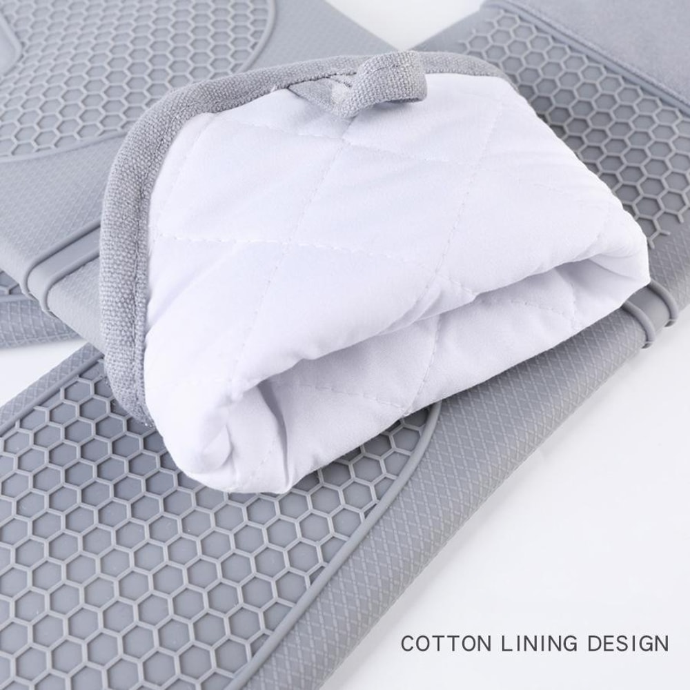 Premium Heat Resistant Silicone Oven Gloves Long Insulated Baking Gloves 5