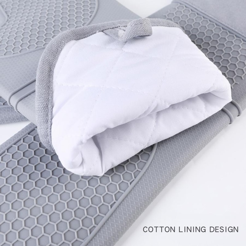 Premium Heat Resistant Silicone Oven Gloves Long Insulated Baking Gloves 5