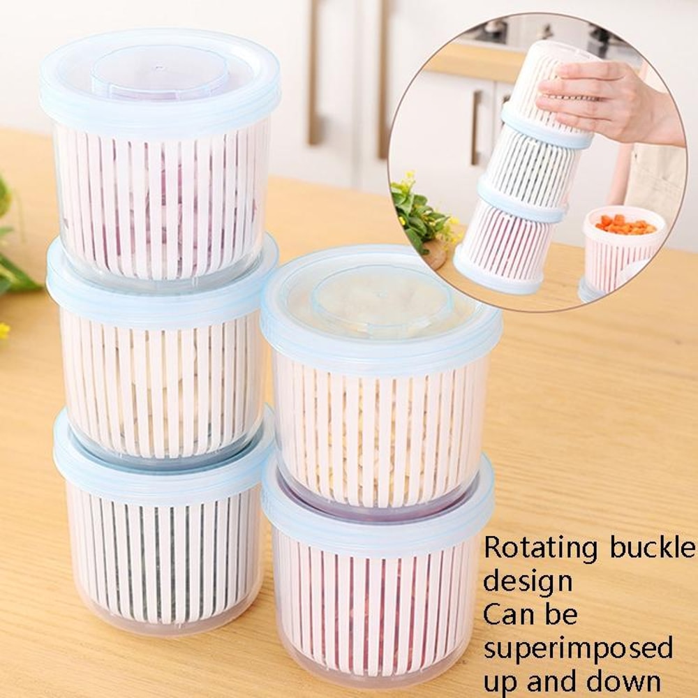 Premium Onion & Garlic Storage Box with Drainage Refrigerator Vegetable Keeper