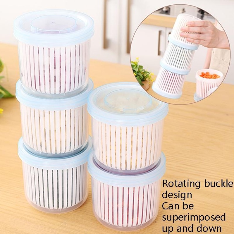 Premium Onion & Garlic Storage Box with Drainage Refrigerator Vegetable Keeper