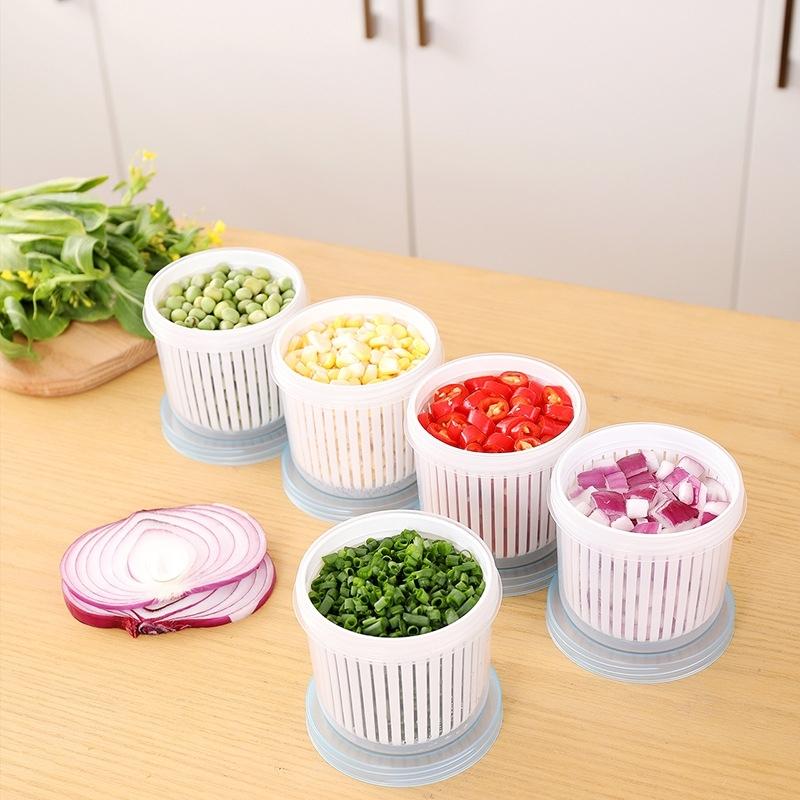 Premium Onion & Garlic Storage Box with Drainage Refrigerator Vegetable Keeper