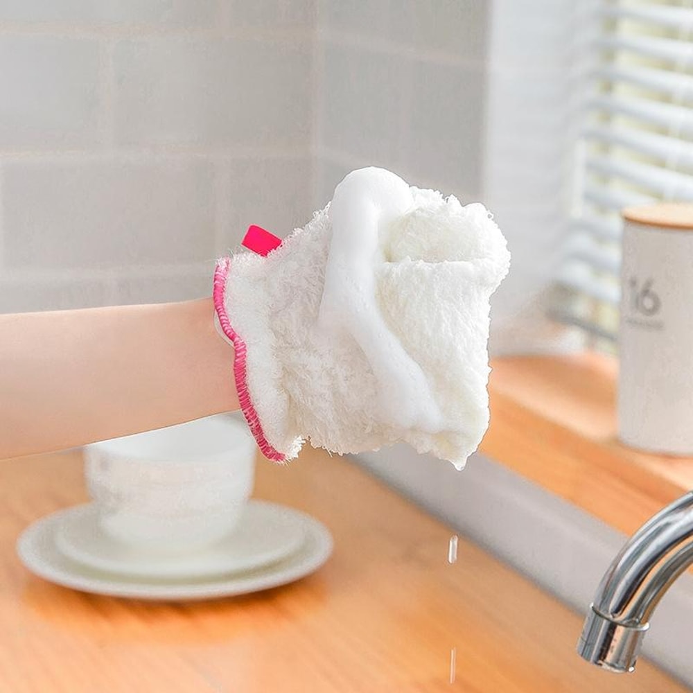 Premium Bamboo Fiber Dishwashing Gloves Reusable Kitchen Cleaning Gloves 2