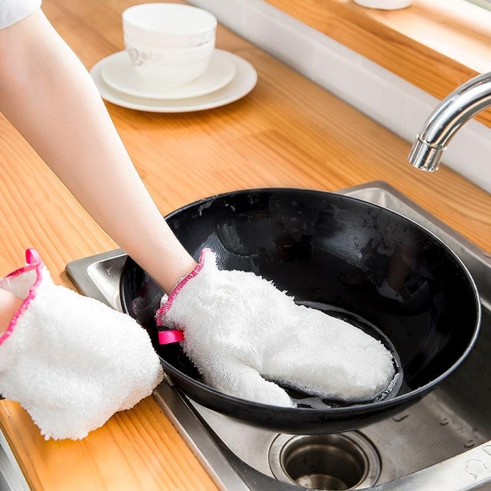 Premium Bamboo Fiber Dishwashing Gloves Reusable Kitchen Cleaning Gloves 4