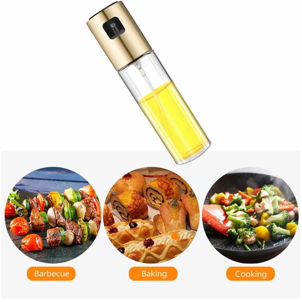 Premium Rose Gold Glass Olive Oil Spray Bottle Vinegar & Seasoning Dispenser