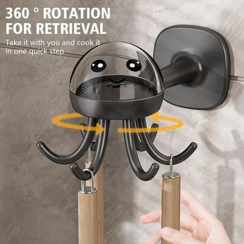 Multifunctional Rotating Kitchen Hook Rack Seamless PunchFree Storage 2