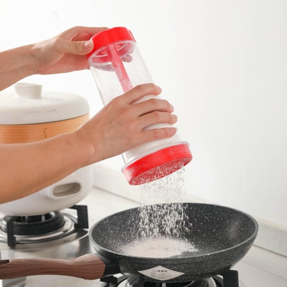 Home Handheld Rotary Flour Sifter Mixing Cup Red Kitchen Baking Gadget 5