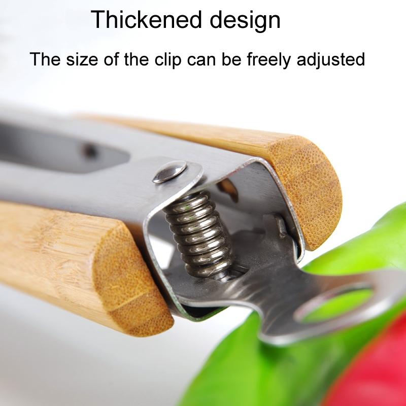 Premium Stainless Steel Food Tongs With Acacia Wood Handle Kitchen Barbecue Clip 3