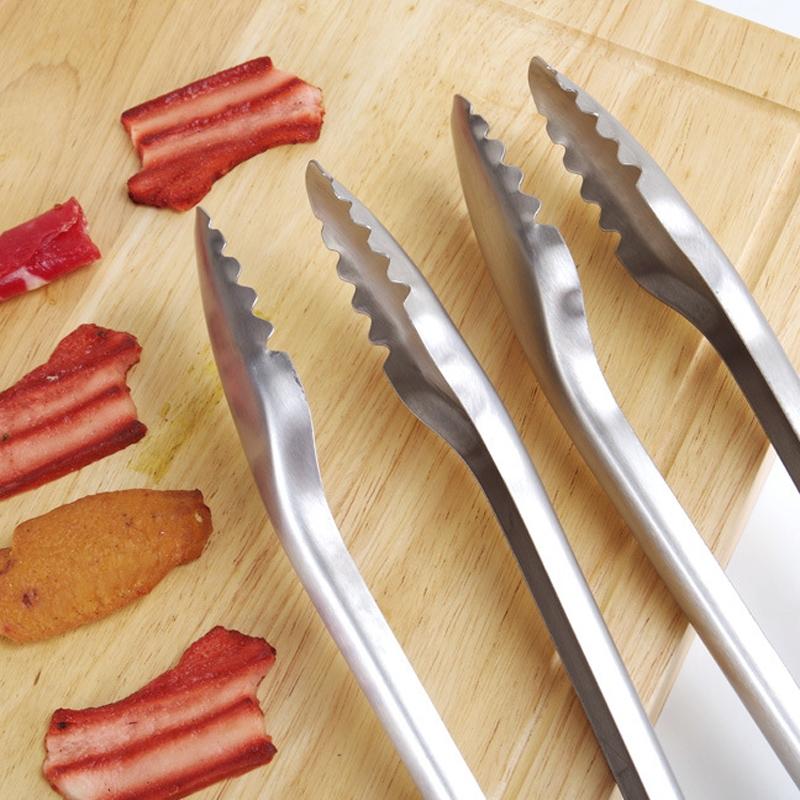 Premium Stainless Steel Food Tongs With Acacia Wood Handle Kitchen Barbecue Clip 4