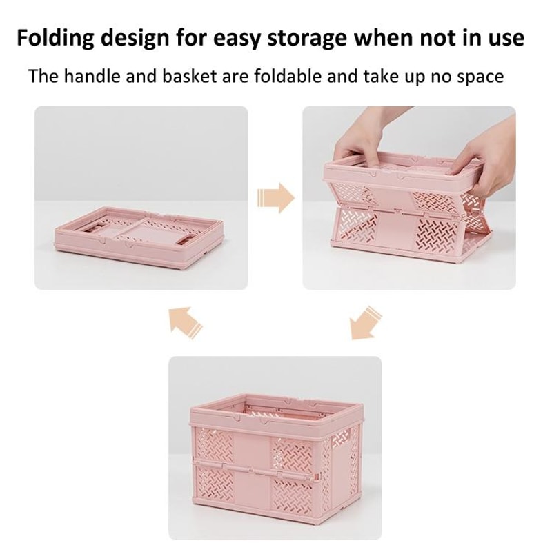 Premium Stacking Folding Storage Baskets With Handle Home Kitchen Organizer 3