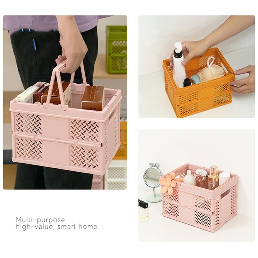 Premium Stacking Folding Storage Baskets With Handle Home Kitchen Organizer 4