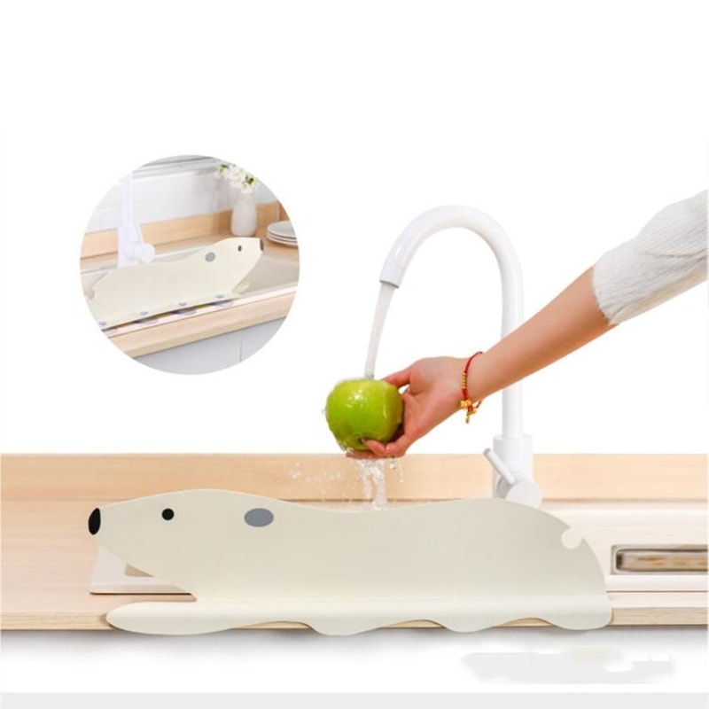Cartoon Bear Kitchen Sink Splash Guard Suction Cup Water Deflector