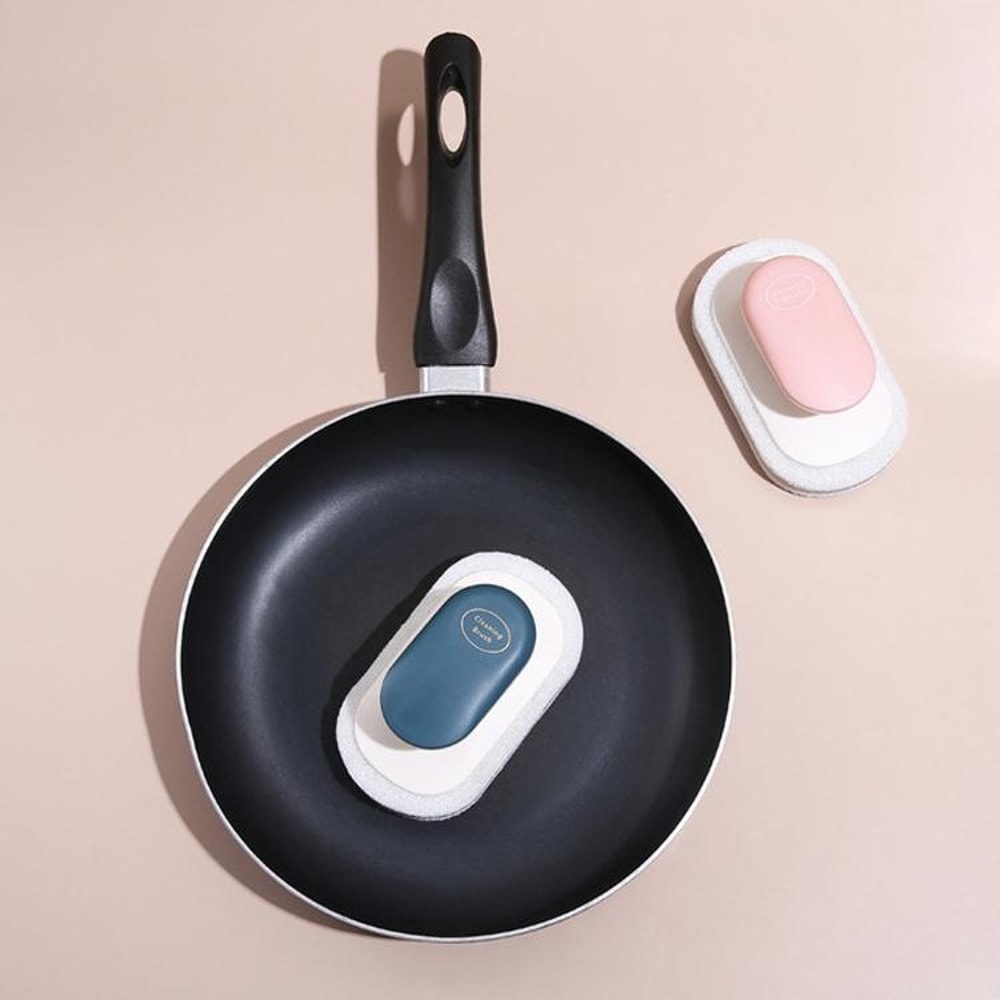 Multi Function Kitchen Sponge Brush With Ergonomic Handle Wash Dishes Clean Counters 2