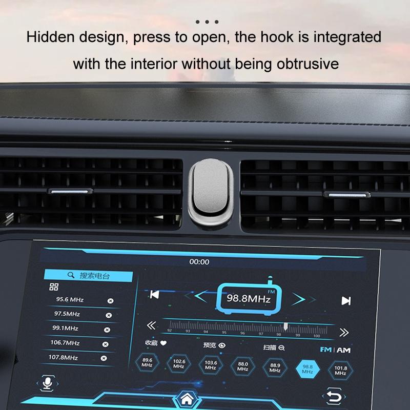 Premium Metal Invisible Car Interior Storage Hooks Adhesive Car Hooks Set 6