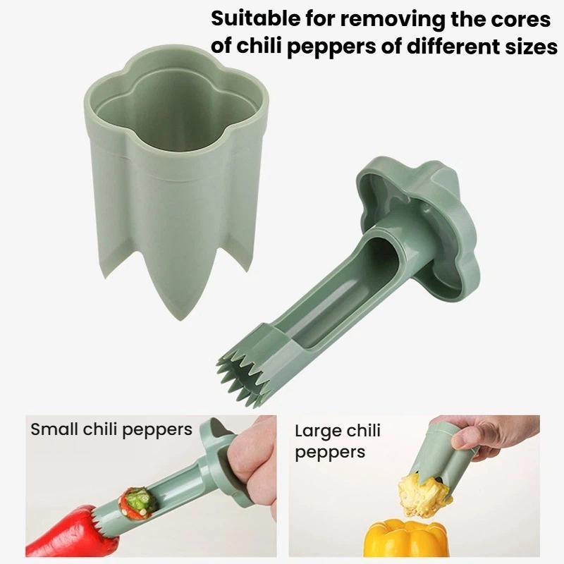 Premium Chili Corer Tool Set ABS Plastic Chili Corer Tool & Pepper Seed Remover Kitchen Prep Utensils
