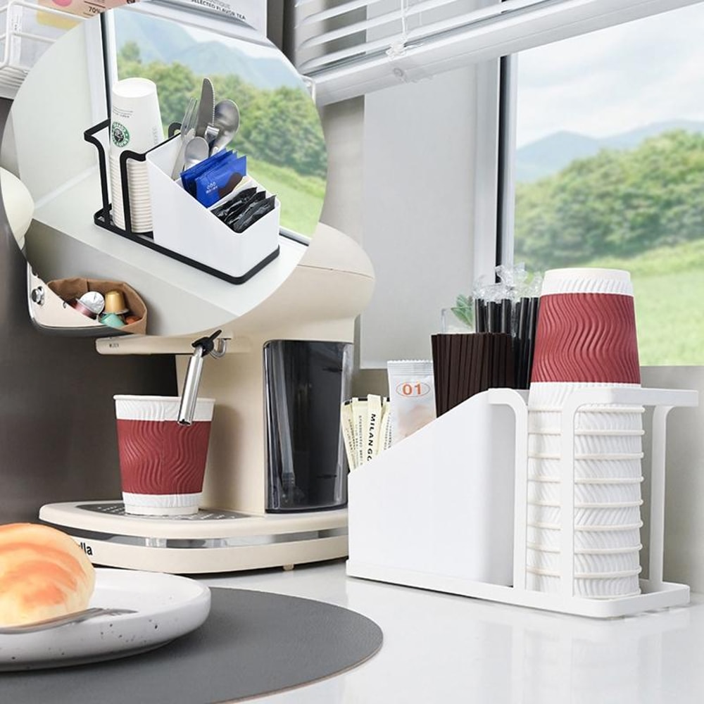 Iron Disposable Cup Holder And Coffee Station Organizer For Paper Cups And Tea Bags 8