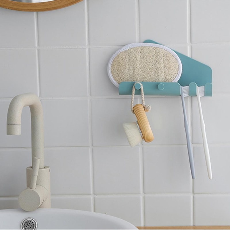 Wall Mounted Phone Holder with Hooks Self Adhesive Charging Stand