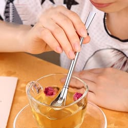 stainless steel tea filter straw and loose leaf tea strainer spoon